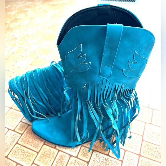 🆕Fringe Turquoise Women’s Western Boots. Size 9. NWT. - Picture 4 of 10